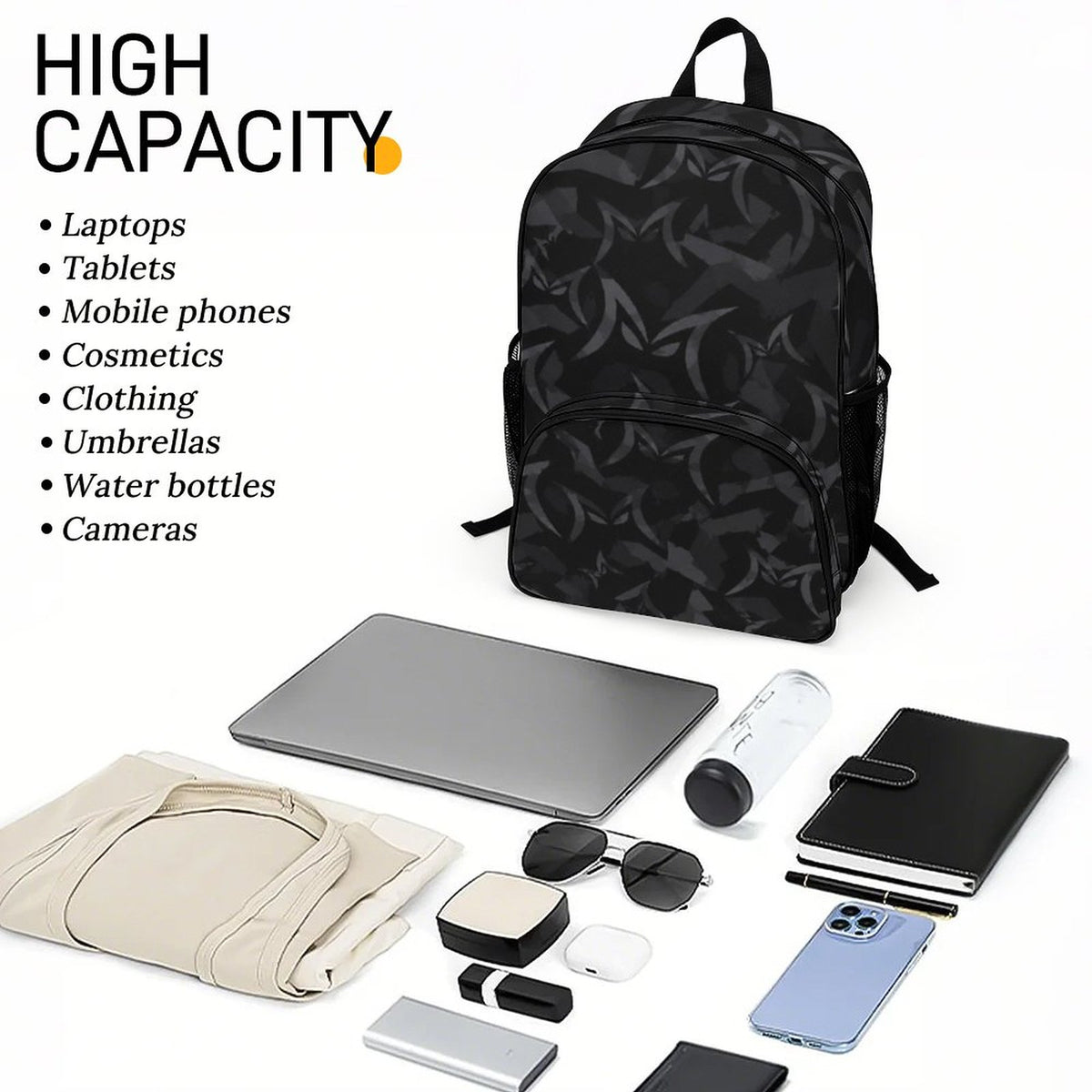 MALO MAFIA Black Camo Large Capacity Backpack