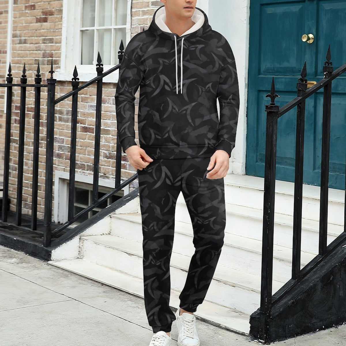 MALO MAFIA Black Camo 250gsm Imitation Cotton Hoodie & Joggers Set