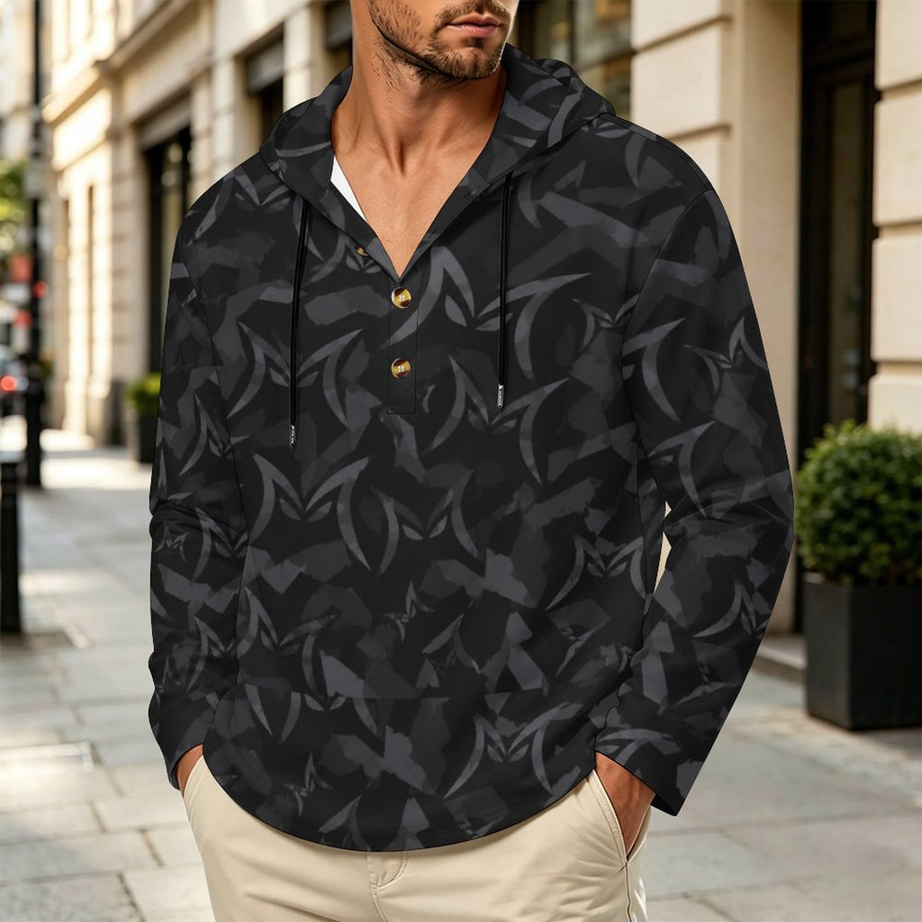 200gsm Men's Button Hooded Sweatshirt(All-Over Printing)