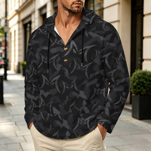 200gsm Men's Button Hooded Sweatshirt(All-Over Printing)