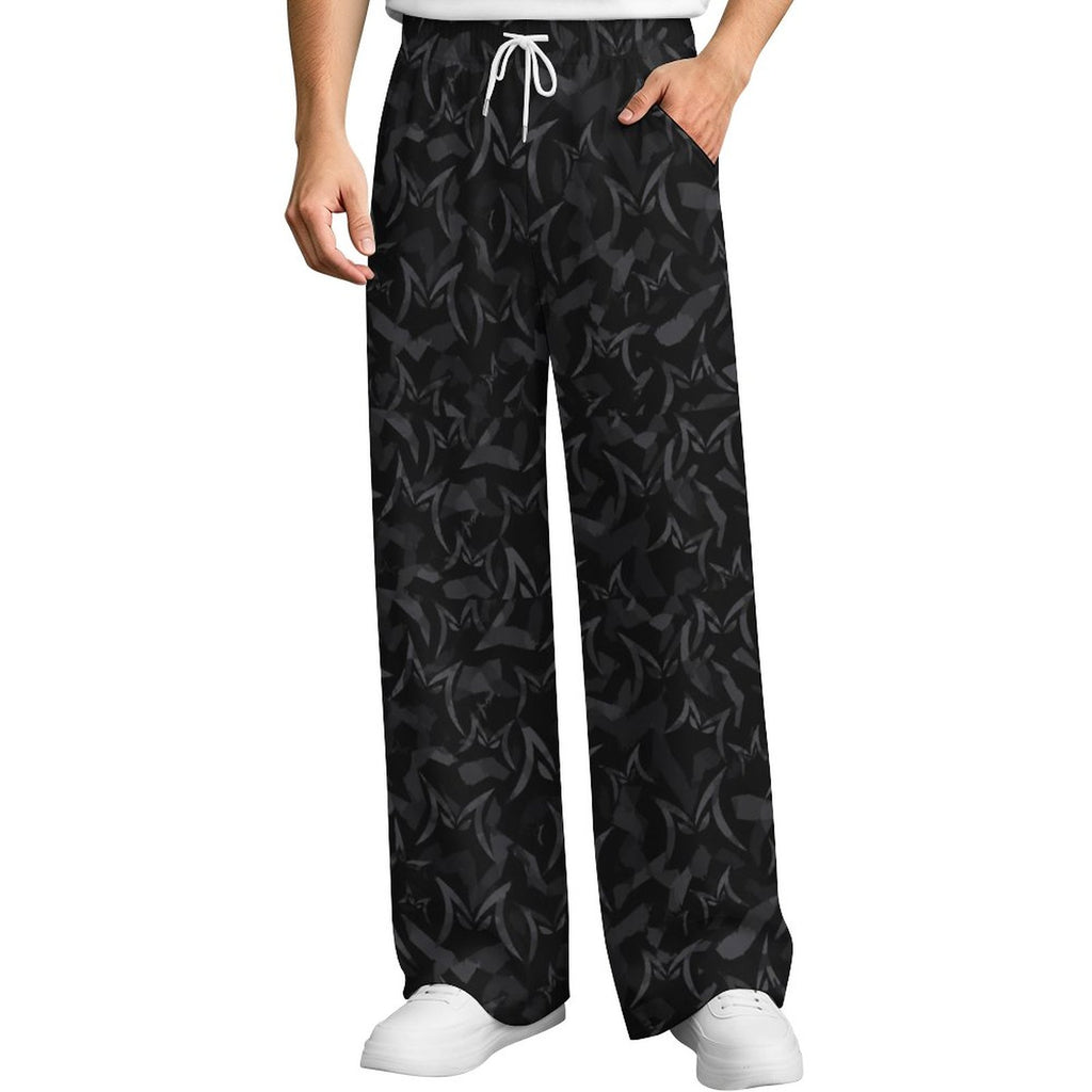 MALO MAFIA Black Camo 230gsm Drawstring Wide Leg Casual Pants(All-Over Printing)