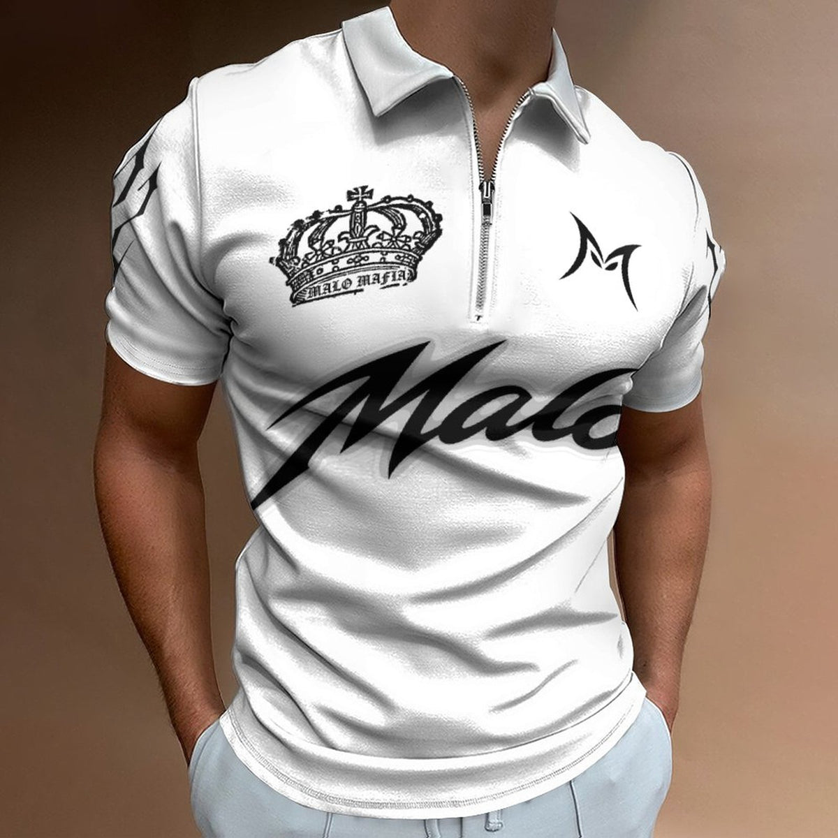 Cotton Zip Short Sleeve MALO MAFIA POLO Shirt for Men