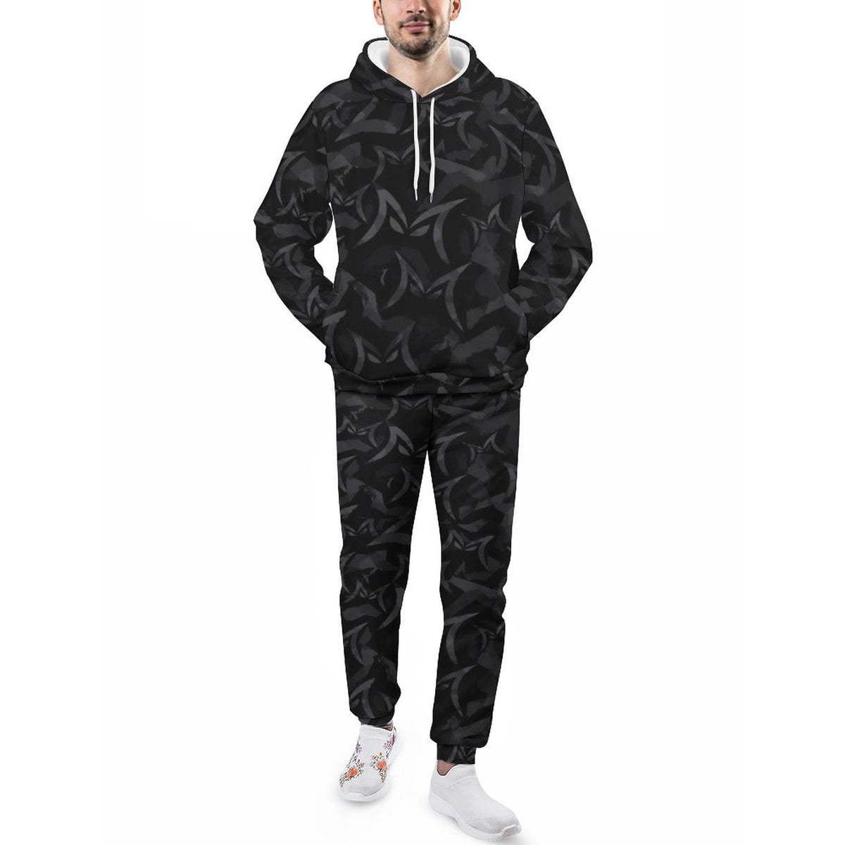 MALO MAFIA Black Camo 250gsm Imitation Cotton Hoodie & Joggers Set