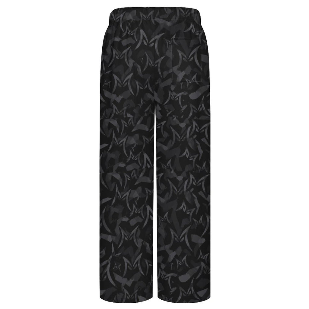 MALO MAFIA Black Camo 230gsm Drawstring Wide Leg Casual Pants(All-Over Printing)
