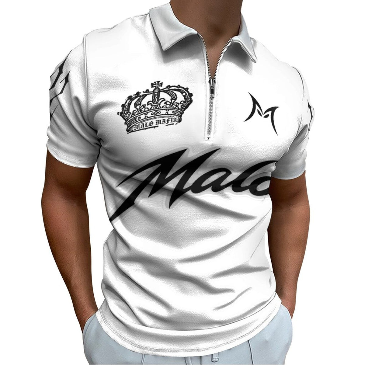 Cotton Zip Short Sleeve MALO MAFIA POLO Shirt for Men