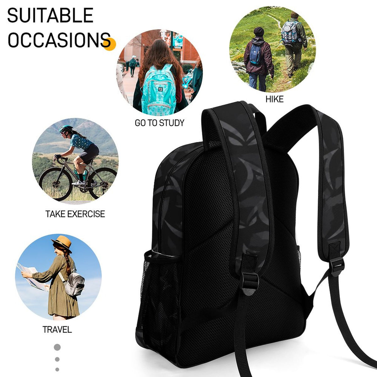 MALO MAFIA Black Camo Large Capacity Backpack
