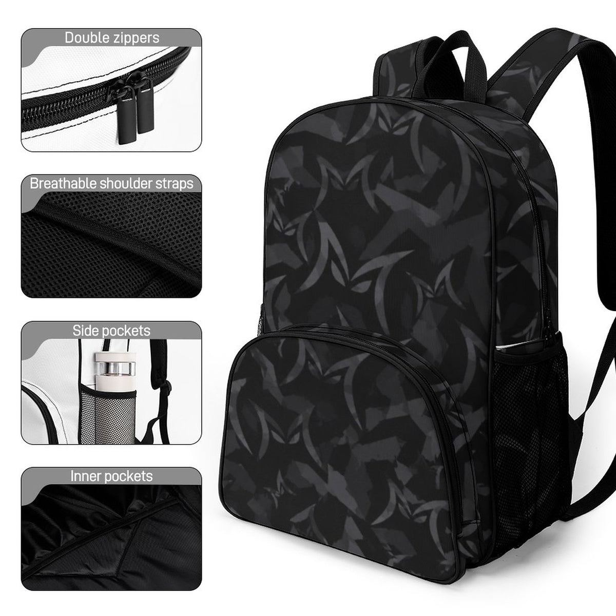 MALO MAFIA Black Camo Large Capacity Backpack
