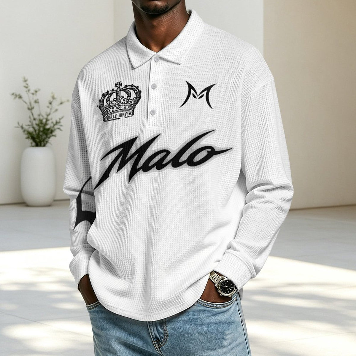 220gsm Button Collared Sweatshirt(All-Over Printing)