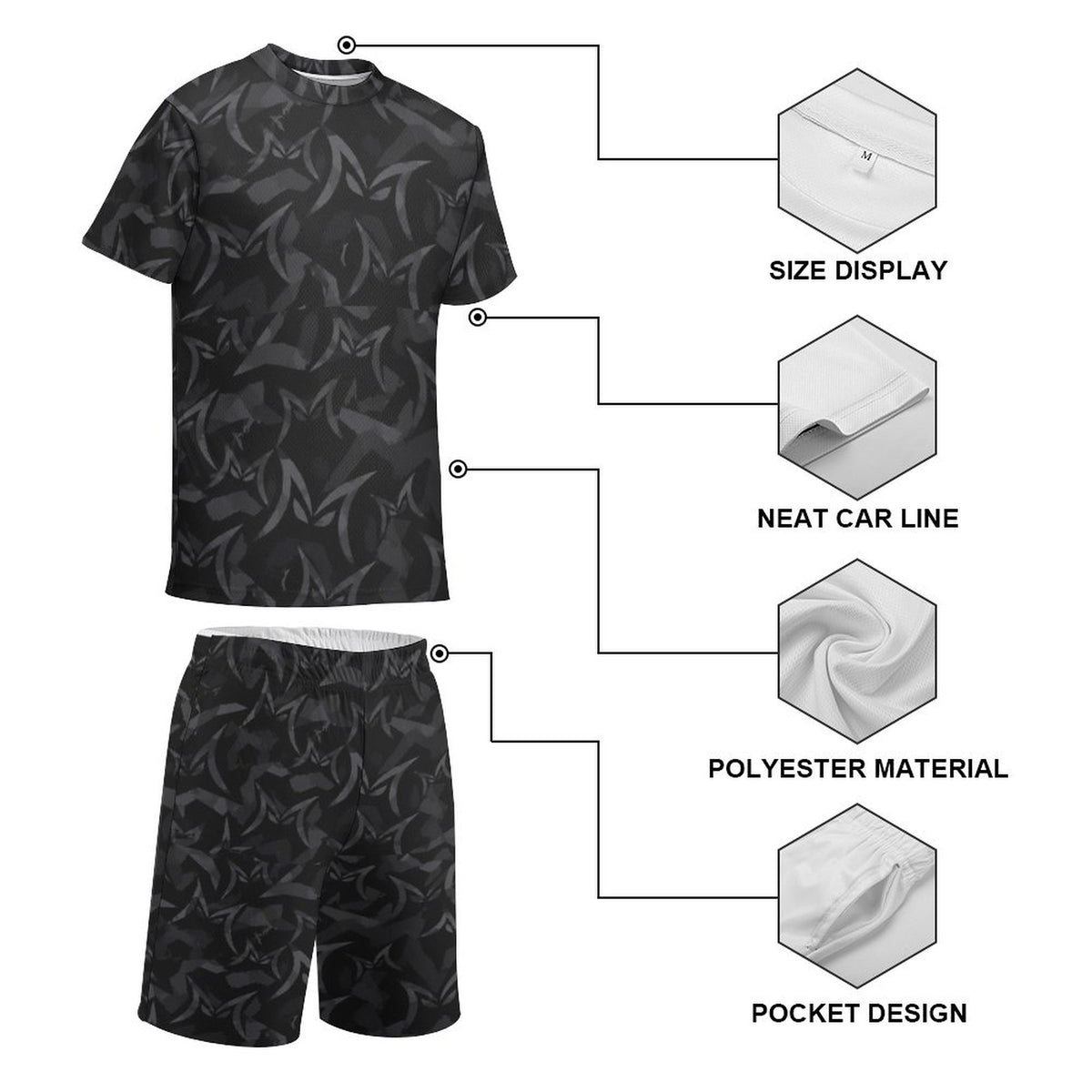 MALO MAFIA Black Camo T-shirt Shorts Set